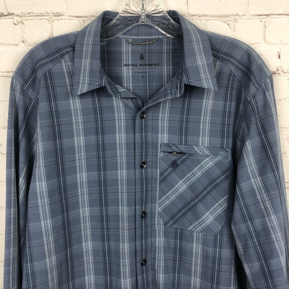 Royal Robbins Blue Plaid Long Sleeve Men's Sz Small
